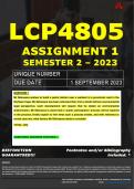 LCP4805 ASSIGNMENT 1 MEMO - SEMESTER 2 - 2023 - UNISA - DUE DATE: - 1 SEPTEMBER 2023 (DETAILED MEMO – FULLY REFERENCED – 100% PASS - GUARANTEED) 