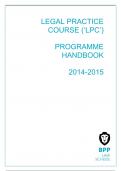 LEGAL PRACTICE COURSE (‘LPC’) PROGRAMME HANDBOOK 2014-2015