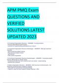 APM PMQ Exam  QUESTIONS AND  VERIFIED  SOLUTIONS.LATEST  UPDATED 2023
