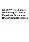 NR 509 Digital Clinical Experience Orientation | Week 1 Shadow Health