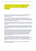 Cybersecurity Pre Course Assessment questions and answers verified and updated&period;