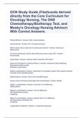 OCN Study Guide (Flashcards derived directly from the Core Curriculum for Oncology Nursing, The ONS Chemotherapy/Biotherapy Text, and Mosby's Oncology Nursing Advisor) With Correct Answers.