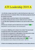 ATI Leadership Proctored 2019 Form A Exam Questions and Answers &lpar;Verified Answers&rpar;