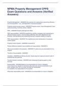 NPMA Property Management CPPS Exam Questions and Answers &lpar;Verified Answers&rpar;
