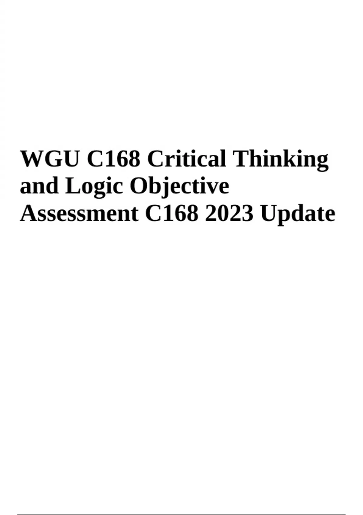 wgu critical thinking and logic objective assessment