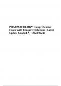PHARMACOLOGY Comprehensive Exam Questions With Complete Solutions &vert; Latest Update Graded A&plus; &lpar;2023&sol;2024&rpar;