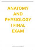 Anatomy and Physiology I Final exam test bank (questions and answers)