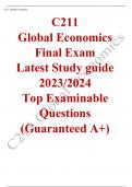 C211  Global Economics Final Exam  Latest Study guide 2023/2024  Top Examinable Questions  (Guaranteed A+)
