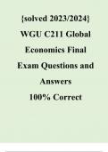 {solved 2023/2024} WGU C211 Global Economics Final Exam Questions and Answers  100% Correct