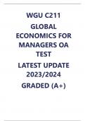 WGU C211 GLOBAL ECONOMICS FOR MANAGERS OA TEST LATEST UPDATE 2023-2024 GRADED A+
