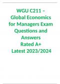 WGU C211 –  Global Economics for Managers Exam Questions and Answers  Rated A+  Latest 2023/2024