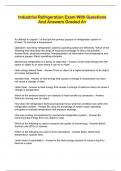 Industrial Refrigeration Exam With Questions And Answers Graded A&plus;