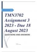 TMN3702 Assignment 3 2023 - Due 18 August 2023
