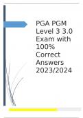 PGA PGM Level 3 3.0 Exam with 100% Correct Answers 2023/2024