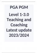 PGA PGM  Level 1-3.0 Teaching and Coaching Latest update 2023/2024