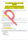 ATI COMPREHENSIVE EXIT EXAM RETAKE LATEST 2023(180 QUESTIONS AND  ANSWERS ) ALL ANSWERS CORRECT