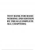 TEST BANK FOR BASIC NURSING 2ND EDITION BY TREAS | COMPLETE 2023/2024 | VERIFIED