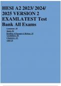 HESI A2 2023/ 2024/ 2025 VERSION 2 EXAM LATEST Test  Bank All Exams Grammar: 40 Math: 50 Reading: 8 Passages4. Biology: 25 Vocabulary: 50 Chemistry: 25 A&P 25