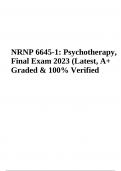 NRNP 6645 Psychotherapy Final Exam Questions With Answers Latest 2023/2024 | GRADED