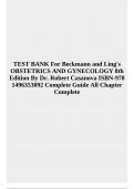 TEST BANK For Beckmann and Ling's OBSTETRICS AND GYNECOLOGY 8th Edition By Dr. Robert Casanova ISBN-978 1496353092 