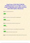 Final Exam&colon; NUR 2356&sol; NUR2356 Multidimensional Care I&sol; MDC 1 Exam &vert; Grade A&vert; Questions and Verified Answers&vert; 2023&sol; 2024 Update &vert; Rasmussen