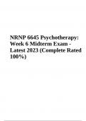 NRNP 6645 Psychotherapy Midterm Exam Questions With Answers | Latest 2023/2024 | GRADED