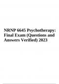 NRNP 6645 Psychotherapy: Final Exam Questions With Correct Answers | Latest Verified 2023/2024 | GRADED
