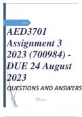 AED3701 Assignment 3 2023 (700984) - DUE 24 August 2023AED3701 Assignment 3 2023 (700984) - DUE 24 August 2023
