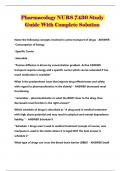 Pharmacology NURS 7430 Study Guide With Complete Solution