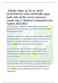 NBME CBSE ACTUAL TEST QUESTIONS AND ANSWERS (Quiz bank with all the correct answers) (usmle step 1) Medical examination new Update 2022/2023