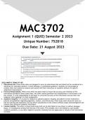MAC3702 Assignment 1 (ANSWERS) Semester 2 2023 - DISTINCTION GUARANTEED.