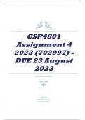 CSP4801 Assignment 4 2023 (702997) - DUE 23 August 2023