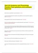 Hesi A2 Anatomy and Physiology Practice Test questions and answers&period; Rated A&plus;