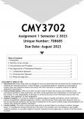 CMY3709 Assignment 1 (ANSWERS) Semester 2 2023 - DISTINCTION GUARANTEED