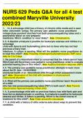 NURS 629 Peds Q&A for all 4 test combined Maryville University 2022/23