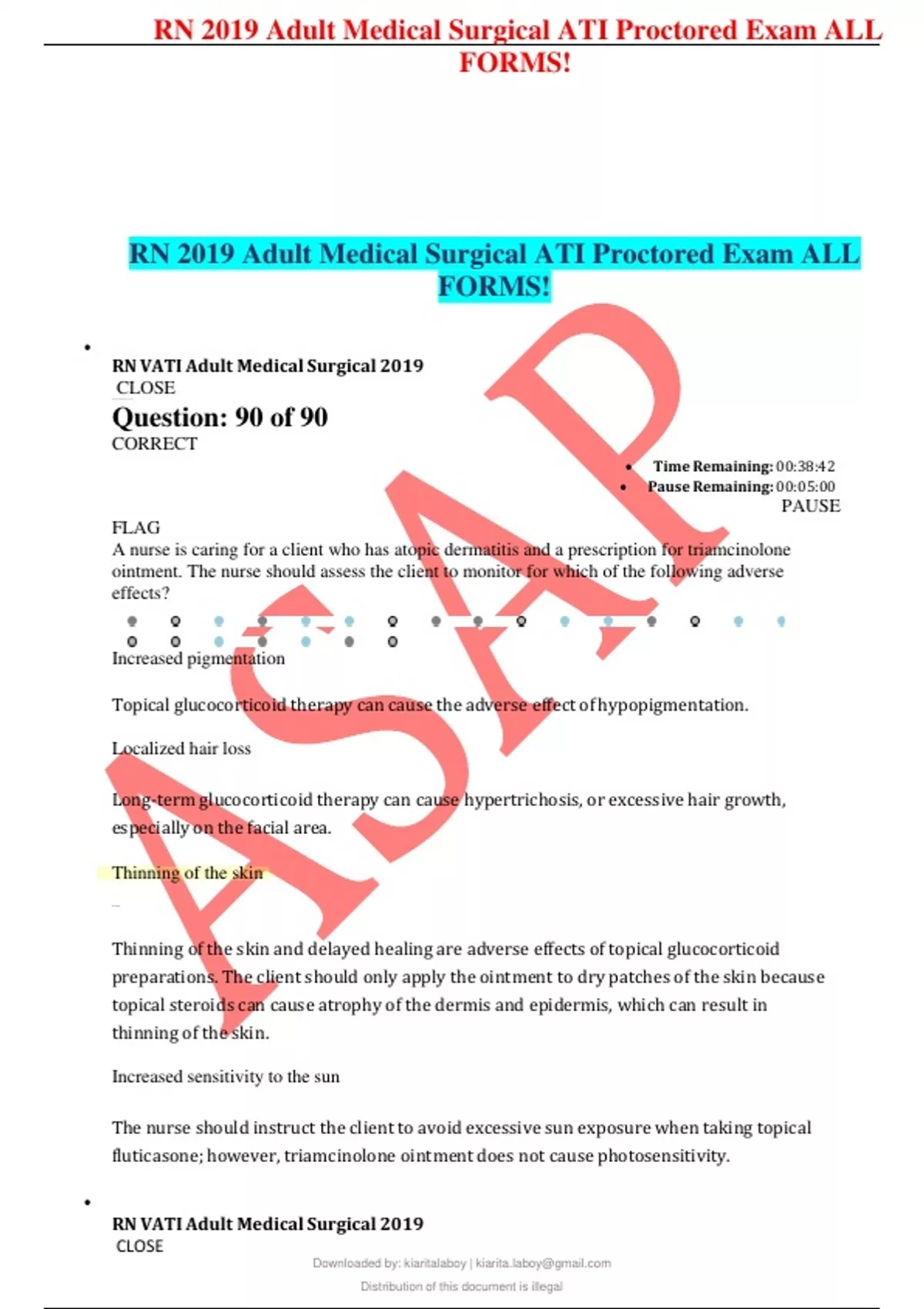 RN 2019 Adult Medical Surgical ATI Proctored Exam ALL FORMS! - RN 2019 ...