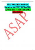 2023 RN Adult Medical Surgical LATEST UPDATED GRADED A APRIL 2023 TESTTBANK