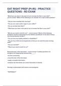 EAT RIGHT PREP &lpar;Pt &num;5&rpar; - PRACTICE QUESTIONS - RD EXAM&vert;UPDATED&VERIFIED&vert;100& SOLVED&vert;GUARANTEED SUCCESS