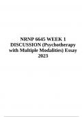 NRNP 6645 DISCUSSION (Psychotherapy With Multiple Modalities) Essay 2023/2024