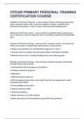FITOUR PRIMARY PERSONAL TRAINING CERTIFICATION COURSE&vert;UPDATED&VERIFIED&vert;100&percnt; SOLVED&vert;GUARANTEED SUCCESS