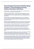 Gerontological Nursing & Healthy Aging: Chapter 2- Gerontological Nursing History, Education And Roles