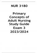 NUR 3180 – Primary Concepts of Adult Nursing Study Guide - Exam 3