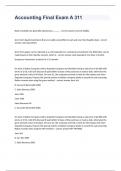 Accounting Final Exam A 311 exam questions and 100&percnt; correct answers