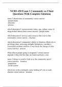 NURS 430 Exam 1 Community as Client Questions With Complete Solutions