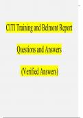CITI Training and Belmont Report questions and answers latest 2023 - 2024 &lbrack;100&percnt; correct answers&rsqb;
