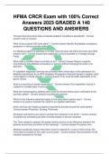HFMA CRCR Exam with 100% Correct  Answers 2023 GRADED A 140  QUESTIONS AND ANSWERS