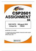 CSP2601 ASSIGNMENT 4 DUE  29 AUGUST 2023