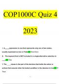 COP1000C Quiz 4  questions and answers latest 2023 - 2024 [100% correct answers]