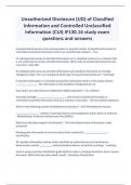 Unauthorized Disclosure (UD) of Classified Information and Controlled Unclassified Information (CUI) IF130.16 study exam questions and answers