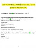 Correction Officer SPO'S  questions and answers latest 2023 - 2024 &lbrack;100&percnt; correct answers&rsqb;